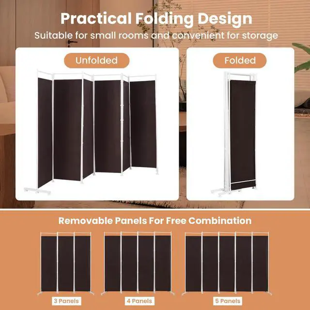 Alt view image 5 of 7 - SlickBlue 6-Panel Room Divider Folding Privacy Screen