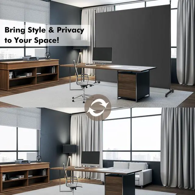 Alt view image 5 of 7 - SlickBlue 6 Feet Single Panel Rolling Room Divider with Smooth Wheels