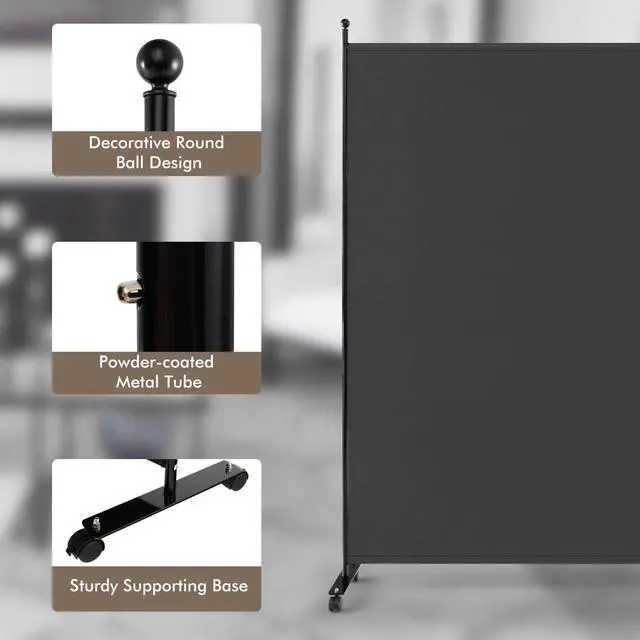 Alt view image 7 of 7 - SlickBlue 6 Feet Single Panel Rolling Room Divider with Smooth Wheels