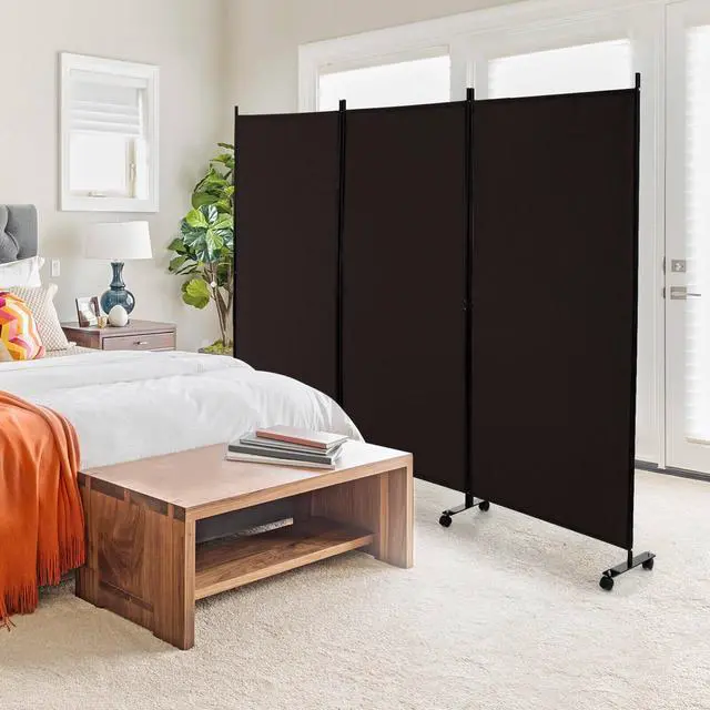 Alt view image 2 of 7 - SlickBlue 3 Panel Folding Room Divider with Lockable Wheels