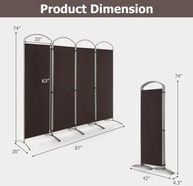 Alt view image 5 of 7 - SlickBlue 6.2Ft Folding 4-Panel Room Divider for Home Office Living Room