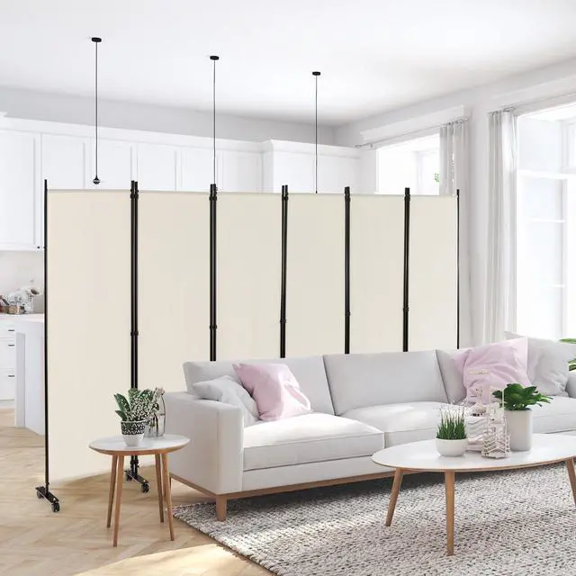 Alt view image 2 of 7 - SlickBlue 6 Panel 5.7 Feet Tall Rolling Room Divider on Wheels
