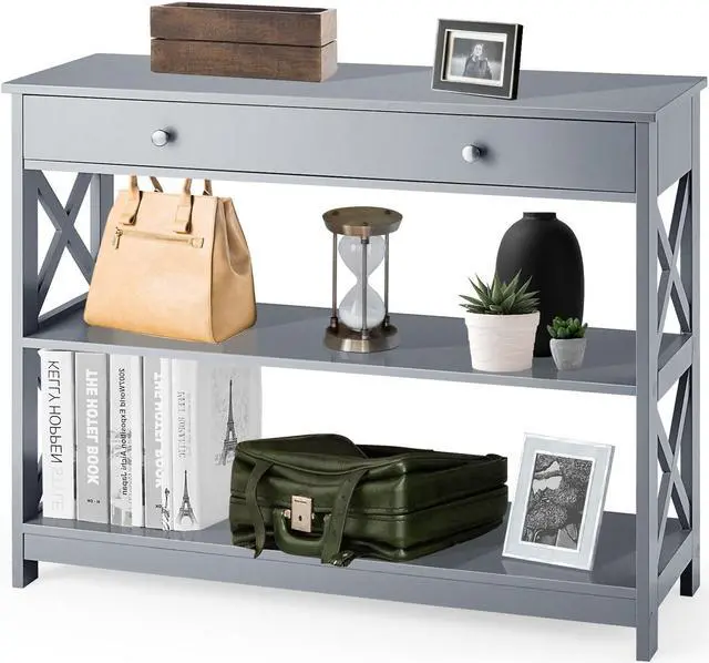 Main image of SlickBlue Console Table 3-Tier with Drawer and Storage Shelves