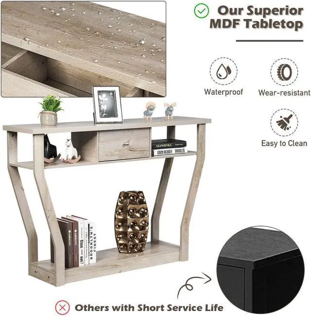 Alt view image 5 of 7 - SlickBlue Console Hall Table with Storage Drawer and Shelf