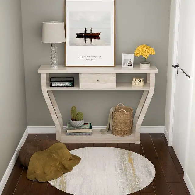 Alt view image 6 of 7 - SlickBlue Console Hall Table with Storage Drawer and Shelf