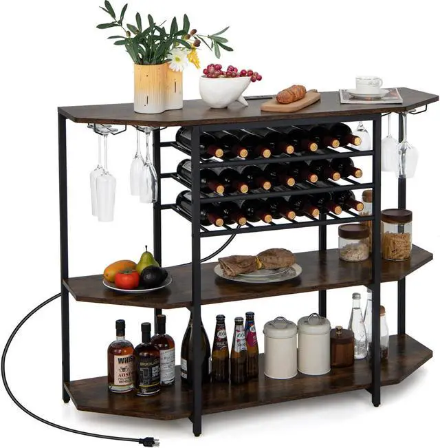 Alt view image 2 of 7 - SlickBlue 3-Tier Wine Bar Cabinet with Storage Shelves
