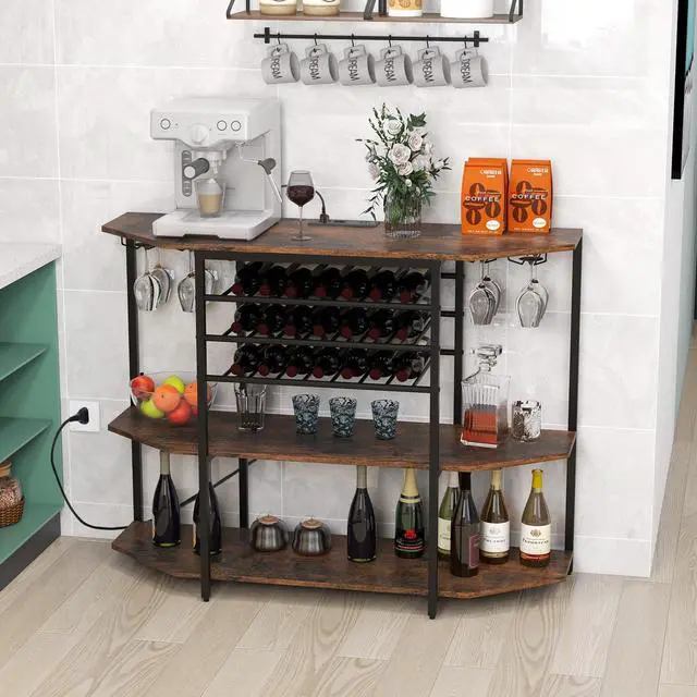 Alt view image 3 of 7 - SlickBlue 3-Tier Wine Bar Cabinet with Storage Shelves