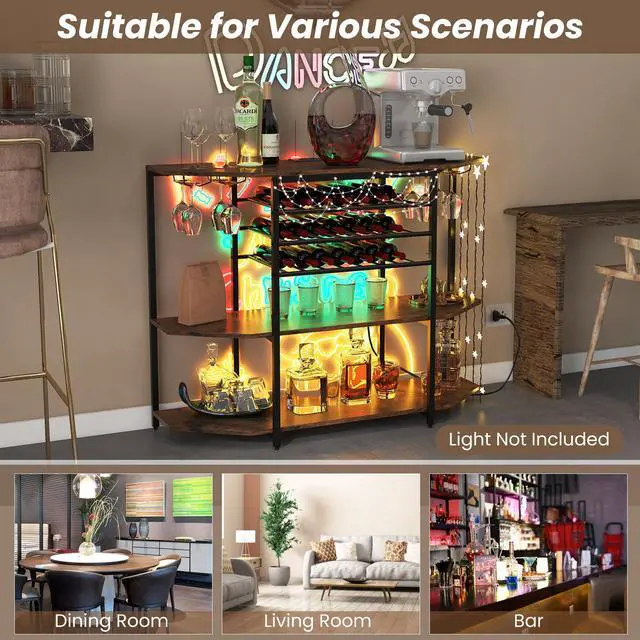 Alt view image 7 of 7 - SlickBlue 3-Tier Wine Bar Cabinet with Storage Shelves