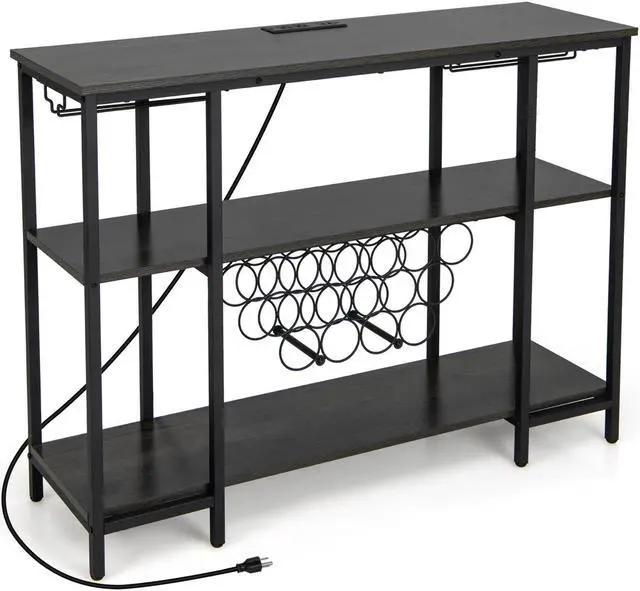 Main image of SlickBlue Industrial Wine Rack Wine Bar Cabinet with Storage Shelves