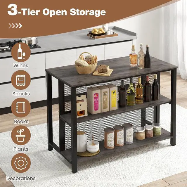 Alt view image 7 of 7 - SlickBlue 36" 3-Tier Bar Table with Storage Metal Frame Adjustable Foot Pads for Dining Room