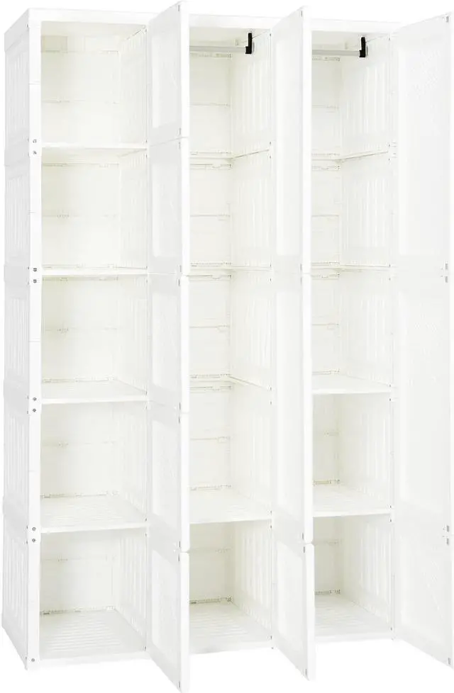 Alt view image 6 of 7 - SlickBlue Foldable Armoire Wardrobe Closet with 10 Cubes