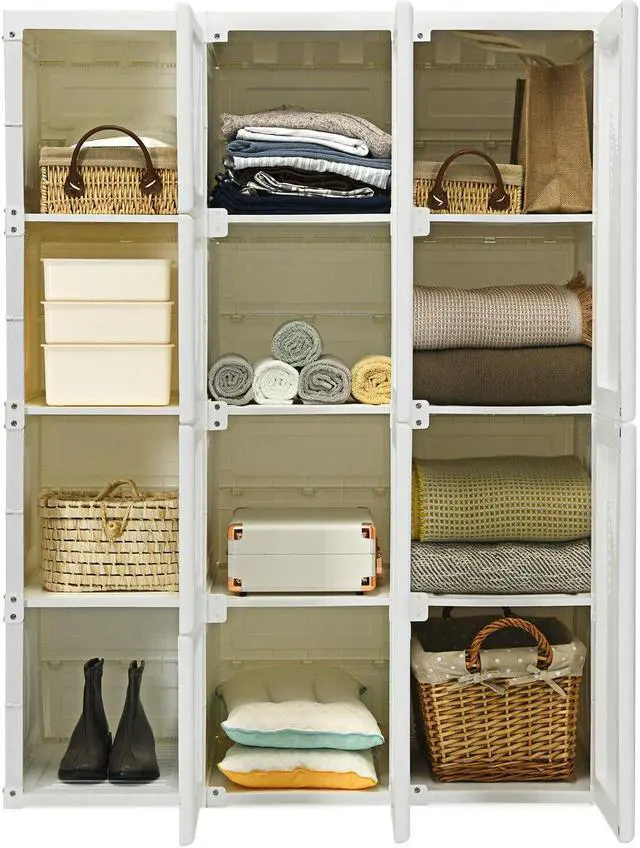 Alt view image 6 of 7 - SlickBlue Clothes Foldable Armoire Wardrobe Closet with 12 Cubby Storage