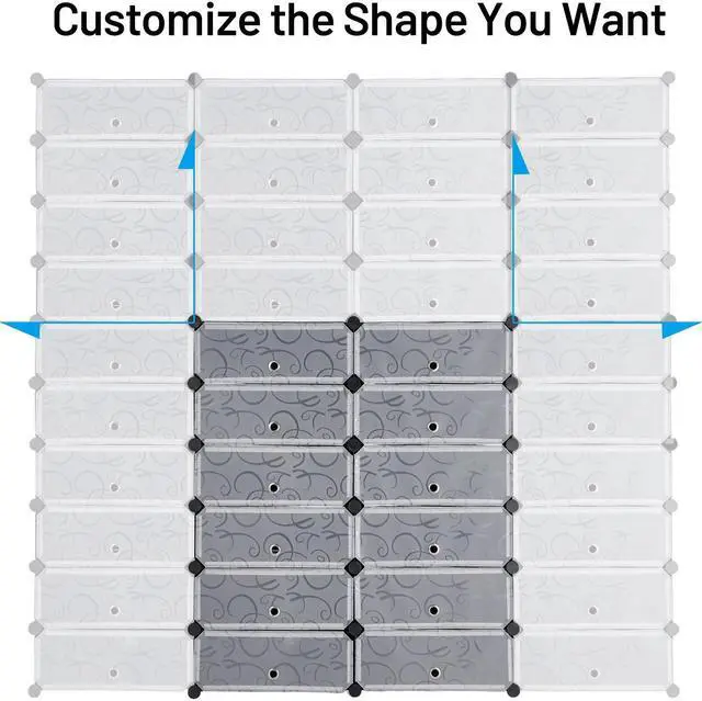 Alt view image 6 of 7 - SlickBlue 12-Cube DIY Portable Plastic Shoe Rack with Transparent Doors