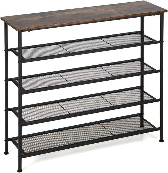 Main image of SlickBlue Industrial Adjustable 5-Tier Metal Shoe Rack with 4 Shelves for 16-20 Pairs