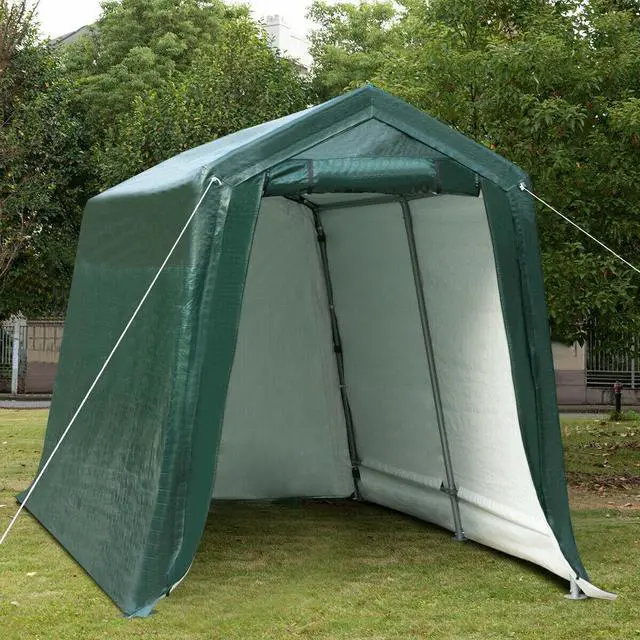 Alt view image 2 of 7 - SlickBlue Outdoor Carport Shed with Sidewalls and Waterproof Ripstop Cover-7 x 12 ft