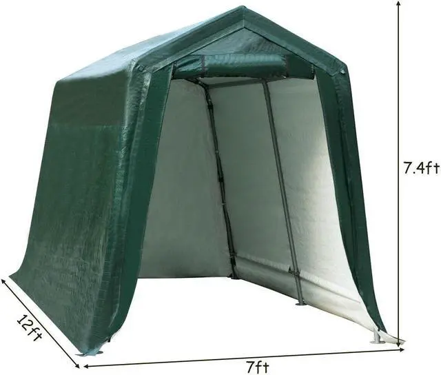 Alt view image 4 of 7 - SlickBlue Outdoor Carport Shed with Sidewalls and Waterproof Ripstop Cover-7 x 12 ft