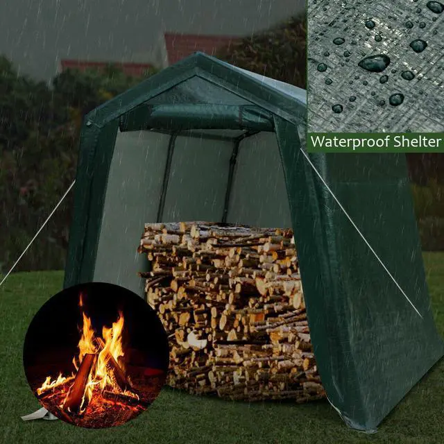 Alt view image 5 of 7 - SlickBlue Outdoor Carport Shed with Sidewalls and Waterproof Ripstop Cover-7 x 12 ft