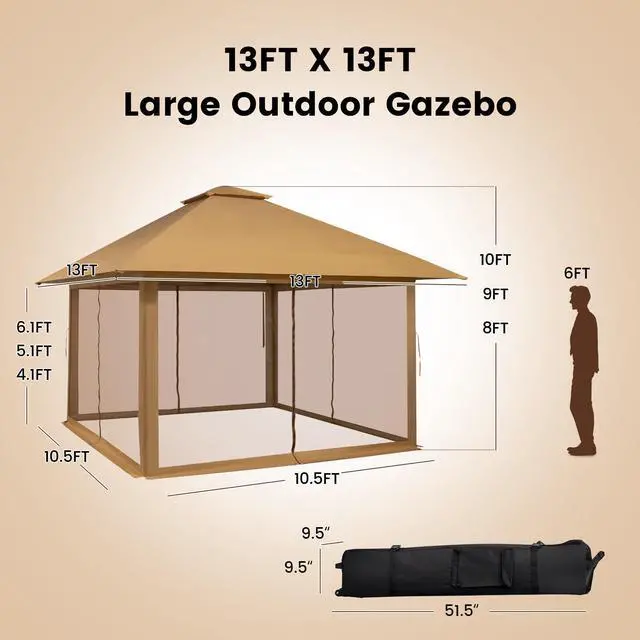 Alt view image 5 of 7 - SlickBlue 13 x 13 Feet Pop-up Instant Canopy Tent with Mesh Sidewall