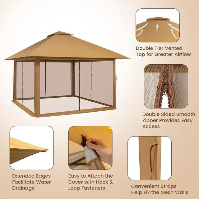 Alt view image 7 of 7 - SlickBlue 13 x 13 Feet Pop-up Instant Canopy Tent with Mesh Sidewall