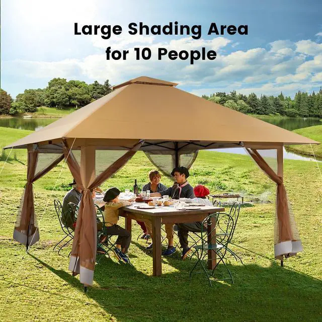Alt view image 4 of 7 - SlickBlue 13 x 13 Feet Pop-up Instant Canopy Tent with Mesh Sidewall