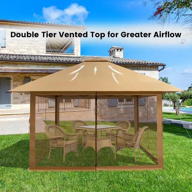 Alt view image 3 of 7 - SlickBlue 13 x 13 Feet Pop-up Instant Canopy Tent with Mesh Sidewall