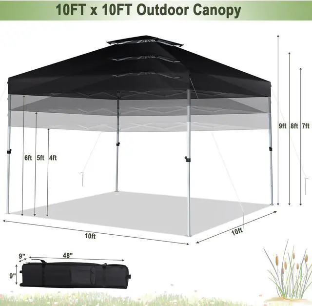 Alt view image 4 of 7 - SlickBlue 2-Tier 10 x 10 Feet Pop-up Canopy Tent with Wheeled Carry Bag