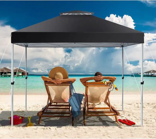 Alt view image 2 of 7 - SlickBlue 2-Tier 10 x 10 Feet Pop-up Canopy Tent with Wheeled Carry Bag