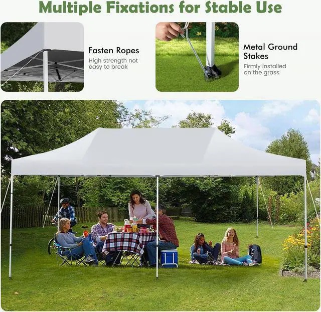 Alt view image 6 of 7 - SlickBlue 10 x 20 Feet Outdoor Pop-Up Patio Folding Canopy Tent-White