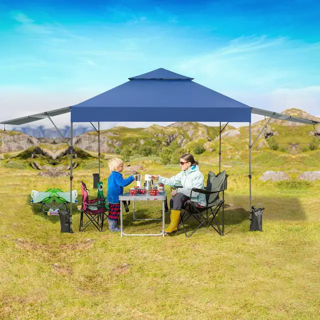 Alt view image 4 of 7 - SlickBlue 10 x 17.6 Feet Outdoor Instant Pop-up Canopy Tent with Dual Half Awnings