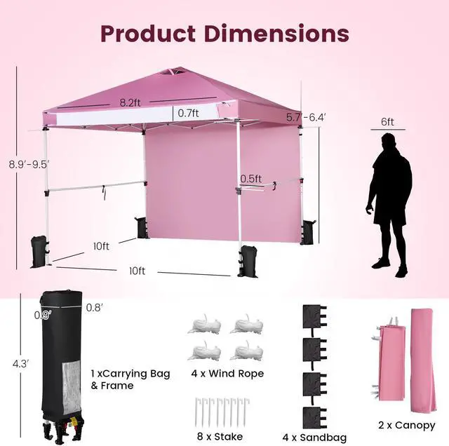 Alt view image 3 of 7 - SlickBlue 10 x 10 Feet Foldable Commercial Pop-up Canopy with Roller Bag and Banner Strip
