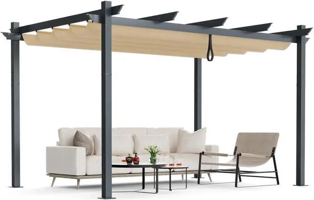 Alt view image 2 of 7 - SlickBlue 10 x 13 Feet Outdoor Aluminum Retractable Pergola Canopy Shelter