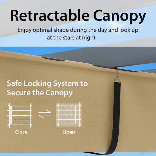 Alt view image 7 of 7 - SlickBlue 10 x 12 Feet Outdoor Aluminum Retractable Pergola Canopy Shelter Grape Trellis