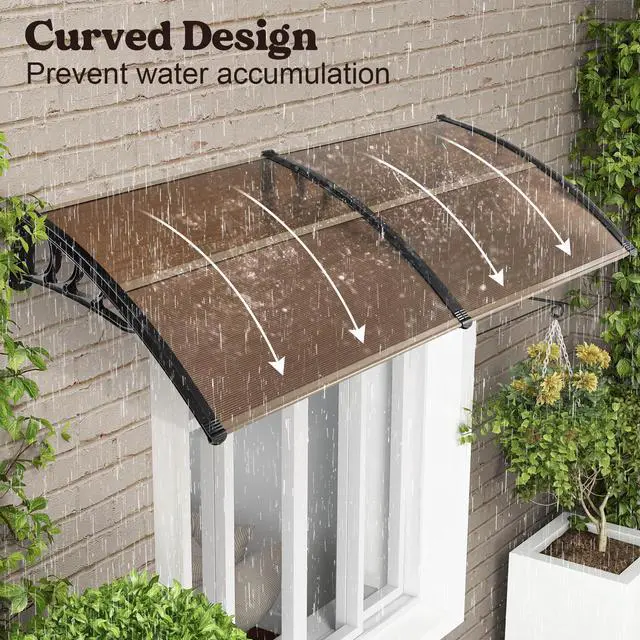 Alt view image 3 of 7 - SlickBlue Outdoor Front Door Patio Overhang Awning for Sunlight Rain Snow Wind Protection-80 x 40 Inch