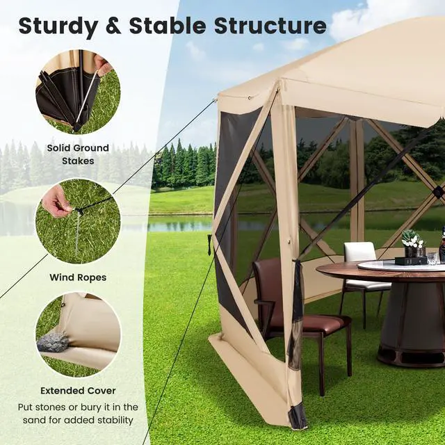 Alt view image 6 of 7 - SlickBlue 11.5 X 11.5 FT Pop-up Screen House Tent with Portable Carrying Bag