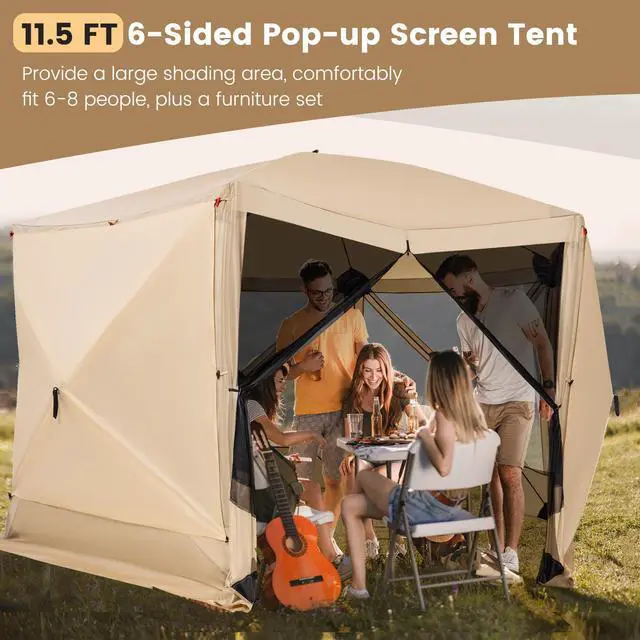 Alt view image 7 of 7 - SlickBlue 11.5 X 11.5 FT Pop-up Screen House Tent with Portable Carrying Bag