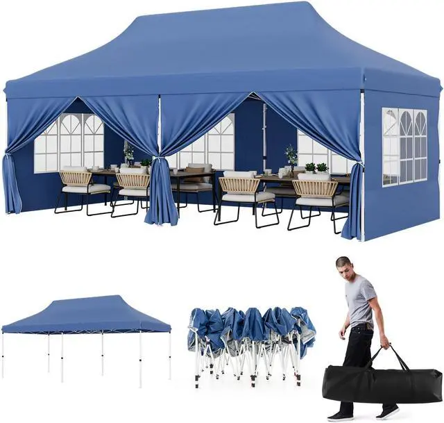 Main image of SlickBlue 10 x 20 FT Pop up Canopy with 6 Sidewalls and Windows and Carrying Bag for Party Wedding Picnic