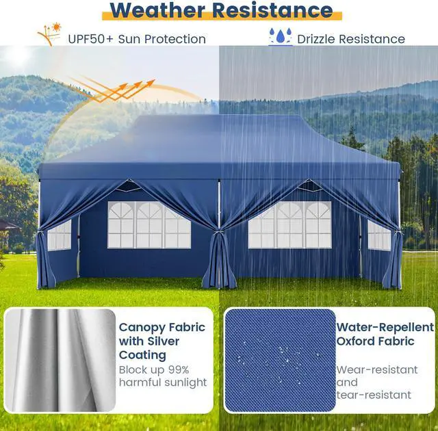 Alt view image 6 of 7 - SlickBlue 10 x 20 FT Pop up Canopy with 6 Sidewalls and Windows and Carrying Bag for Party Wedding Picnic