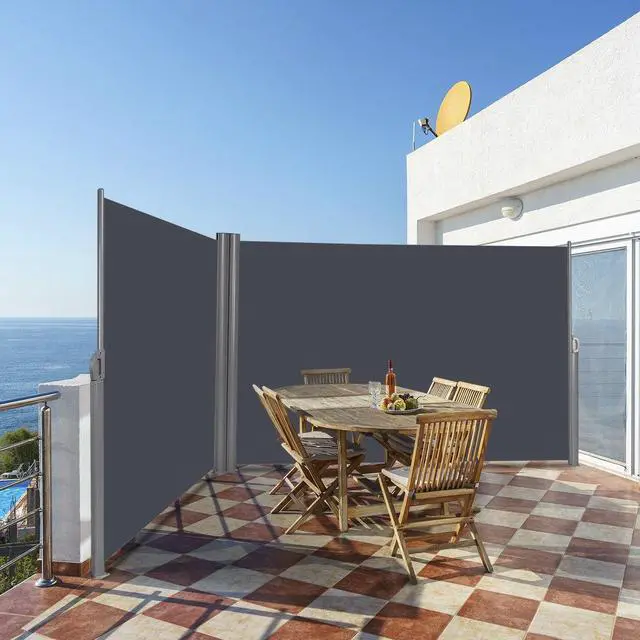 Alt view image 4 of 7 - SlickBlue 237 x 63 Inch Patio Retractable Double Folding Side Awning Screen Divider