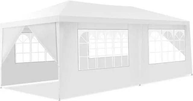 Main image of SlickBlue 10 x 20 Feet 6 Sidewalls Canopy Tent with Carry Bag-White