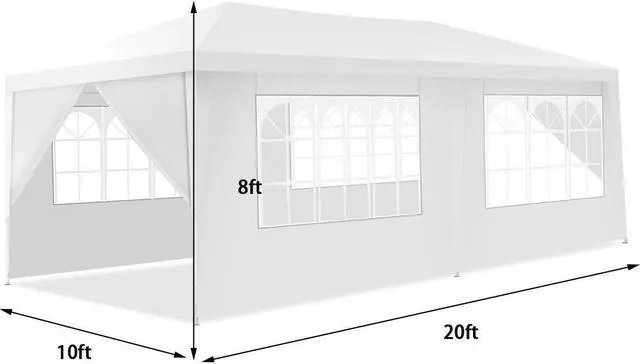 Alt view image 5 of 7 - SlickBlue 10 x 20 Feet 6 Sidewalls Canopy Tent with Carry Bag-White