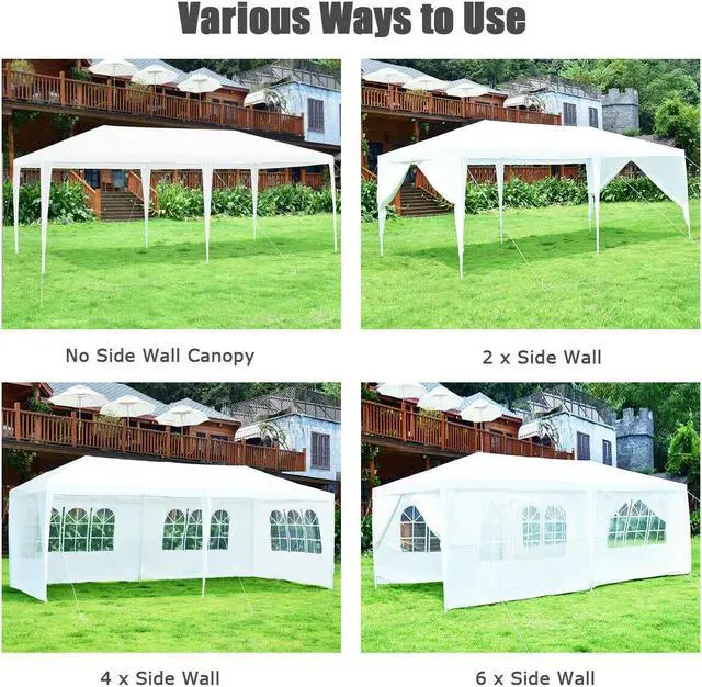 Alt view image 7 of 7 - SlickBlue 10 x 20 Feet 6 Sidewalls Canopy Tent with Carry Bag-White