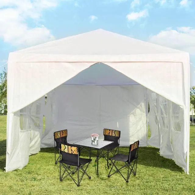 Alt view image 7 of 7 - SlickBlue 10 x 30 Feet Outdoor Canopy Tent with 6 Removable Sidewalls and 2 Doorways-White