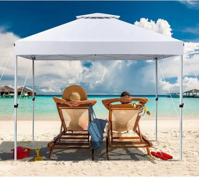 Alt view image 2 of 7 - SlickBlue 2-Tier 10 x 10 Feet Pop-up Canopy Tent with Wheeled Carry Bag