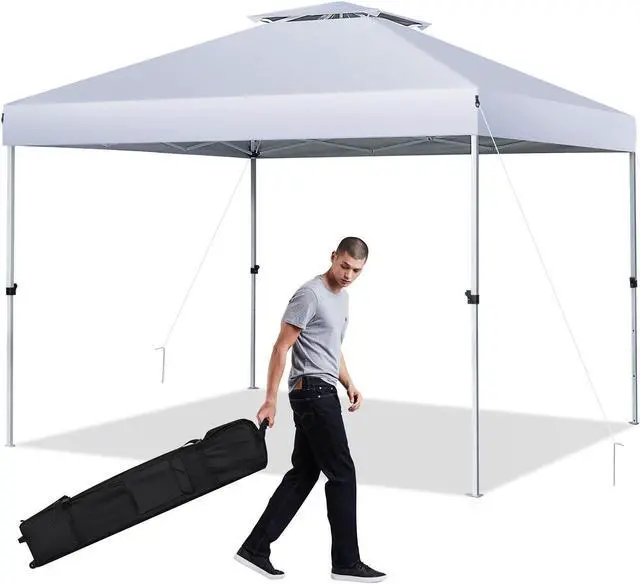 Alt view image 3 of 7 - SlickBlue 2-Tier 10 x 10 Feet Pop-up Canopy Tent with Wheeled Carry Bag