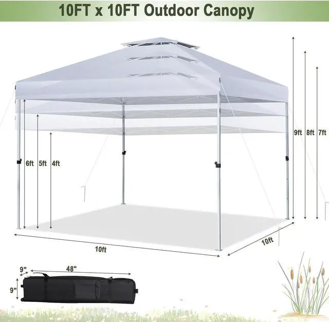 Alt view image 5 of 7 - SlickBlue 2-Tier 10 x 10 Feet Pop-up Canopy Tent with Wheeled Carry Bag