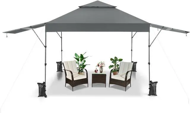Alt view image 2 of 7 - SlickBlue 10 x 17.6 Feet Outdoor Instant Pop-up Canopy Tent with Dual Half Awnings