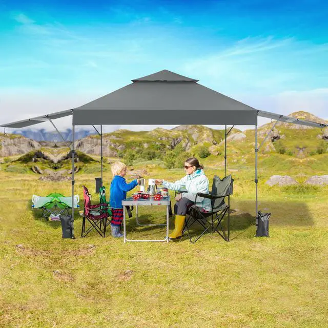 Alt view image 4 of 7 - SlickBlue 10 x 17.6 Feet Outdoor Instant Pop-up Canopy Tent with Dual Half Awnings