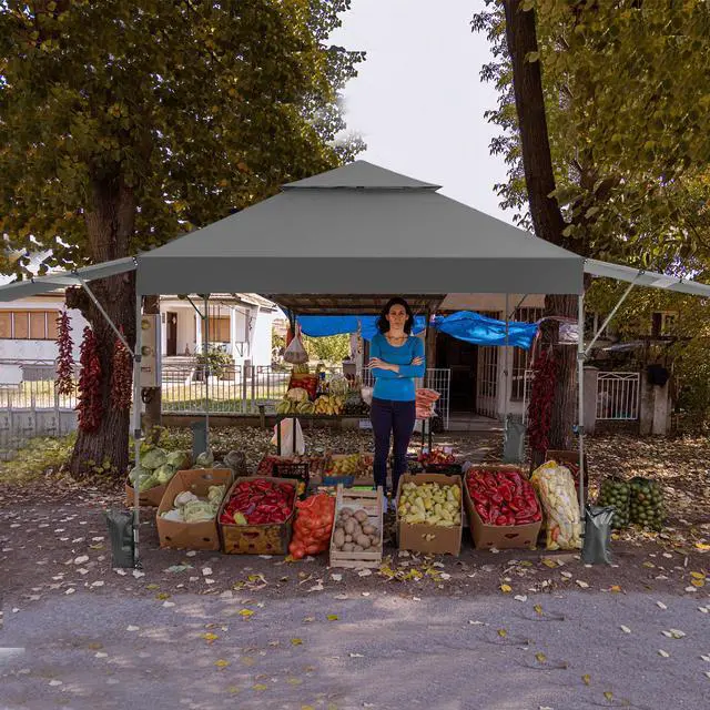 Alt view image 3 of 7 - SlickBlue 10 x 17.6 Feet Outdoor Instant Pop-up Canopy Tent with Dual Half Awnings