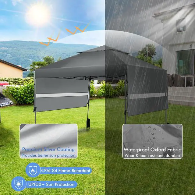 Alt view image 6 of 7 - SlickBlue 10 x 17.6 Feet Outdoor Instant Pop-up Canopy Tent with Dual Half Awnings