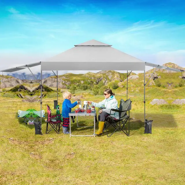 Alt view image 4 of 7 - SlickBlue 10 x 17.6 Feet Outdoor Instant Pop-up Canopy Tent with Dual Half Awnings